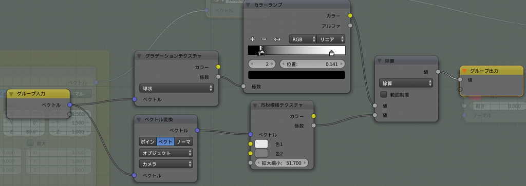 Blender ノードエディタ グループ編集後