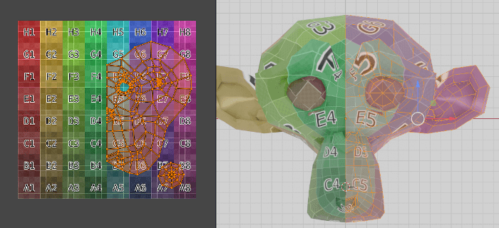 BlenderでUVをミラーにした状態