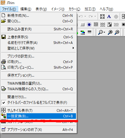 JTrimの一括変換項目