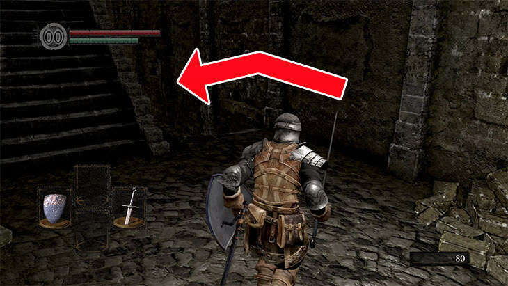 Dark Souls Remasteredの北の不死院のショートカット近くの階段