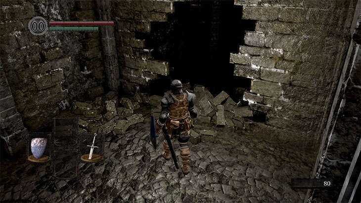 Dark Souls Remasteredの北の不死院の鉄球トラップで空いた穴