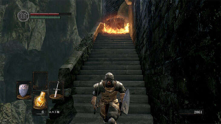 Dark Souls Remasteredの城下不死街の火樽のトラップ
