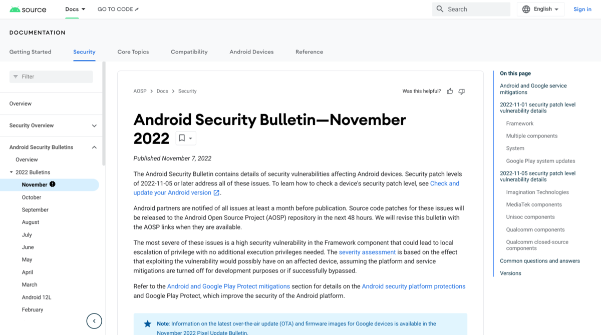 Android Security Bulletin November 2022