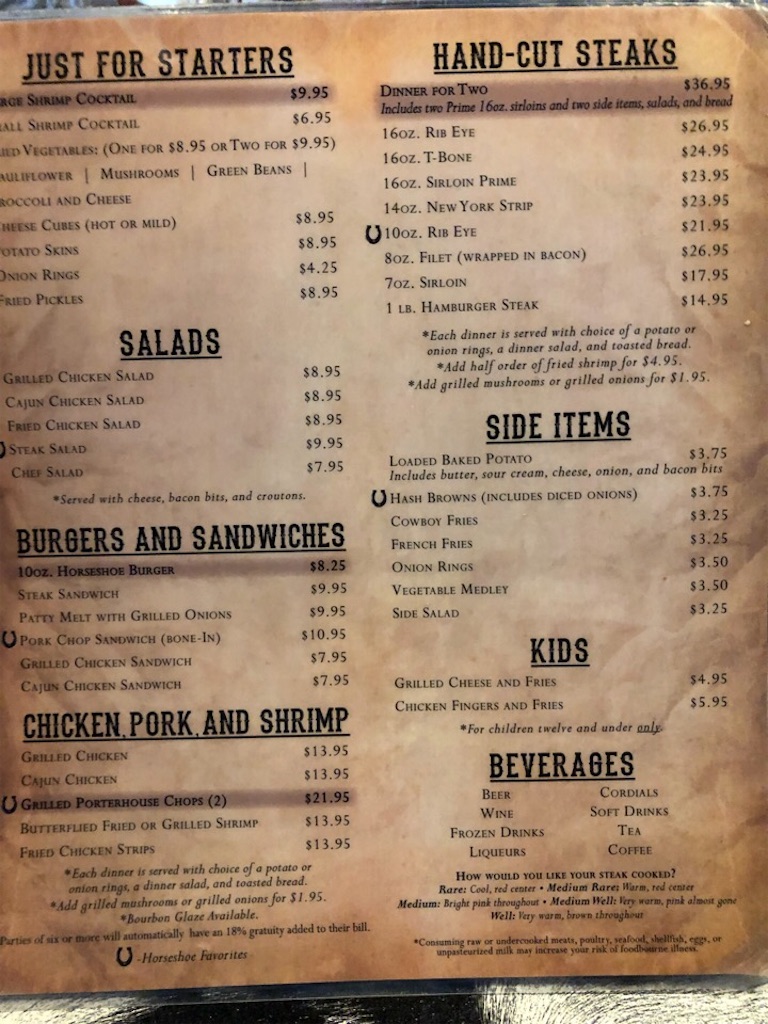 Hopkinsvilleの美味しいステーキ屋さん Horseshoe Restaurant に突撃… 美人のウェイトレスさんにうっとり