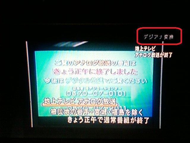 地上波アナログテレビ放送停波とデジタルアナログ変換の図。 地上波アナログテレビ放送停波とデジタルアナログ変換の図。