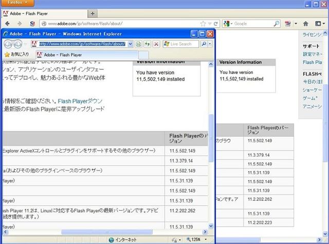 Adobe Flash Player 11.5.502.149 のテスト。