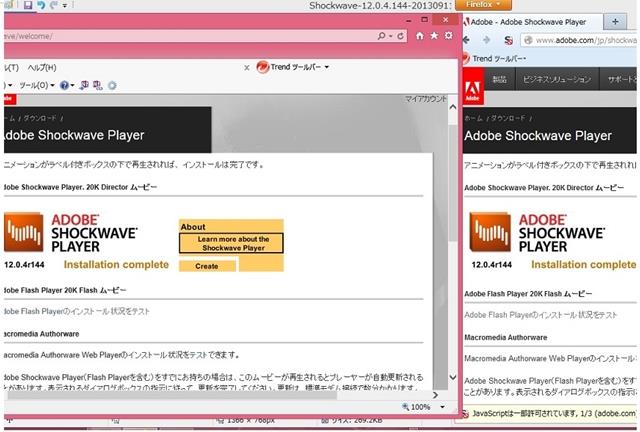 Adobe Shockwave Player バージョン 12.0.4.144 。