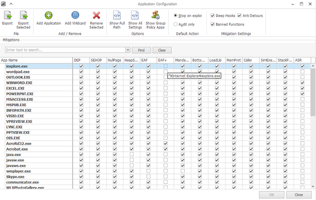 Enhanced Mitigation Experience Toolkit 5.52 の設定 。( Windows 7 ) Enhanced Mitigation Experience Toolkit 5.52 の設定 。( Windows 7 )