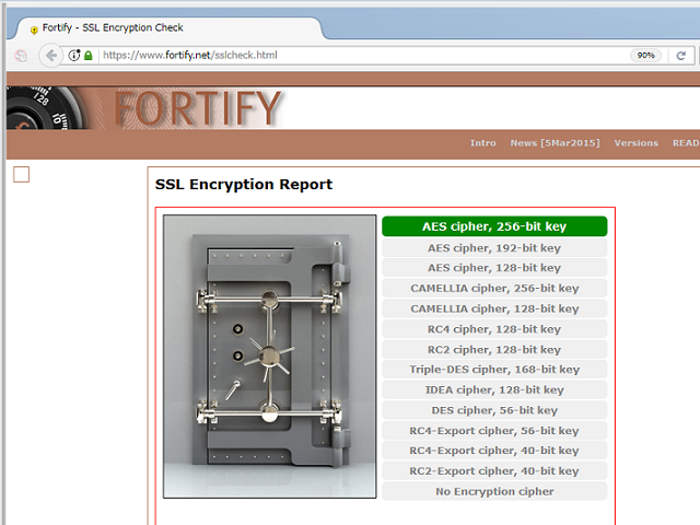 Fortify さんによる SSL 暗号化強度の測定。( Firefox / security.ssl3.ecdhe_rsa_aes_128_gcm_sha256;false ) Fortify さんによる SSL 暗号化強度の測定。( Firefox / security.ssl3.ecdhe_rsa_aes_128_gcm_sha256;false )