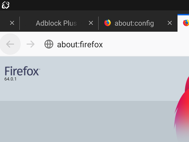 Firefox 64.0.1 。(Android版) Firefox 64.0.1 。(Android版)