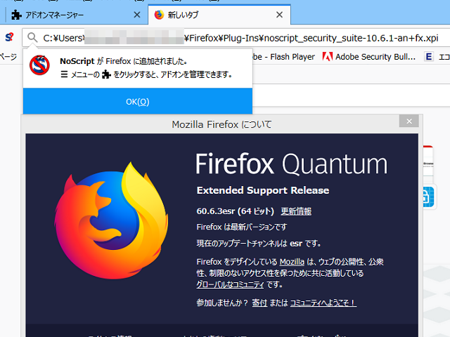 Firefox ESR 60.6.3 で正常化 