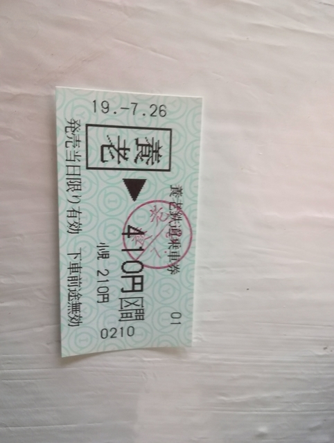 乗車券(往路、養老&rarr;大垣)