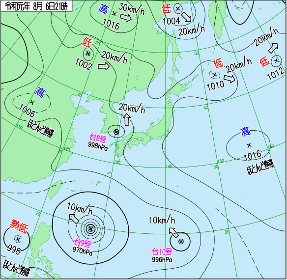 颱風 8号/9号/10号 2019-08-06