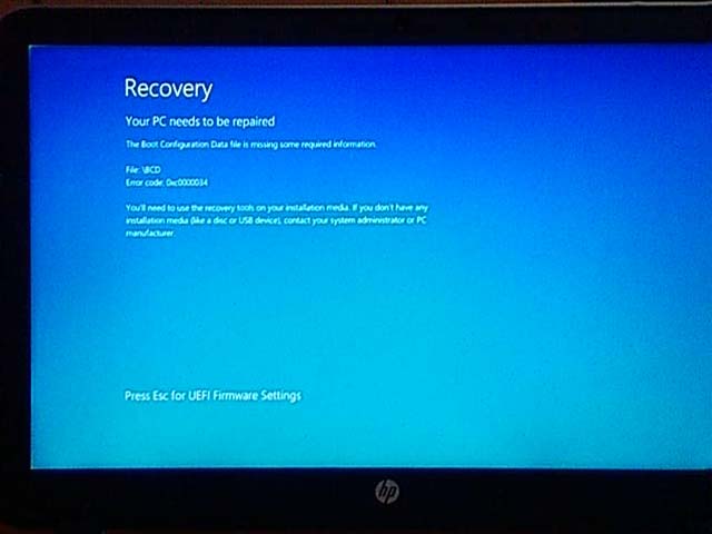 BSoD 0xc0000034