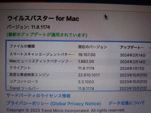 ウイルスバスター for Mac 11.8.1174 