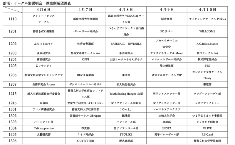 都留文科大学新入生歓迎運動実行委員会さんより
