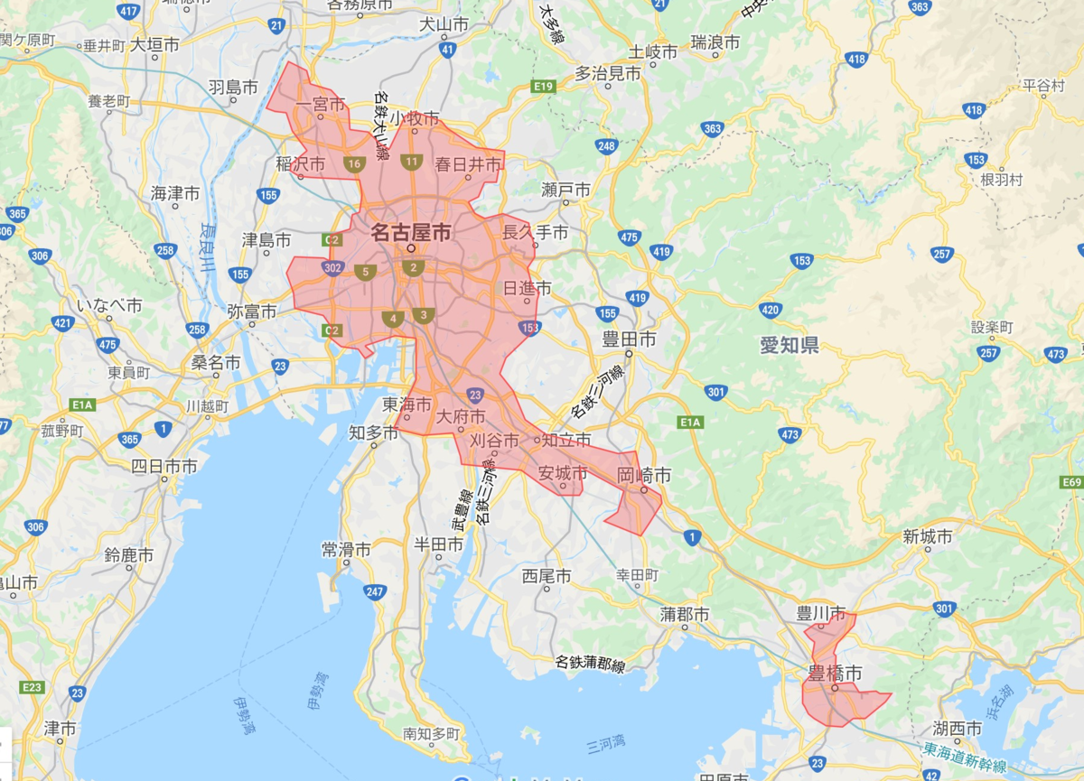 出前館 愛知】配達可能エリアの地図はこちらです。  業務委託 