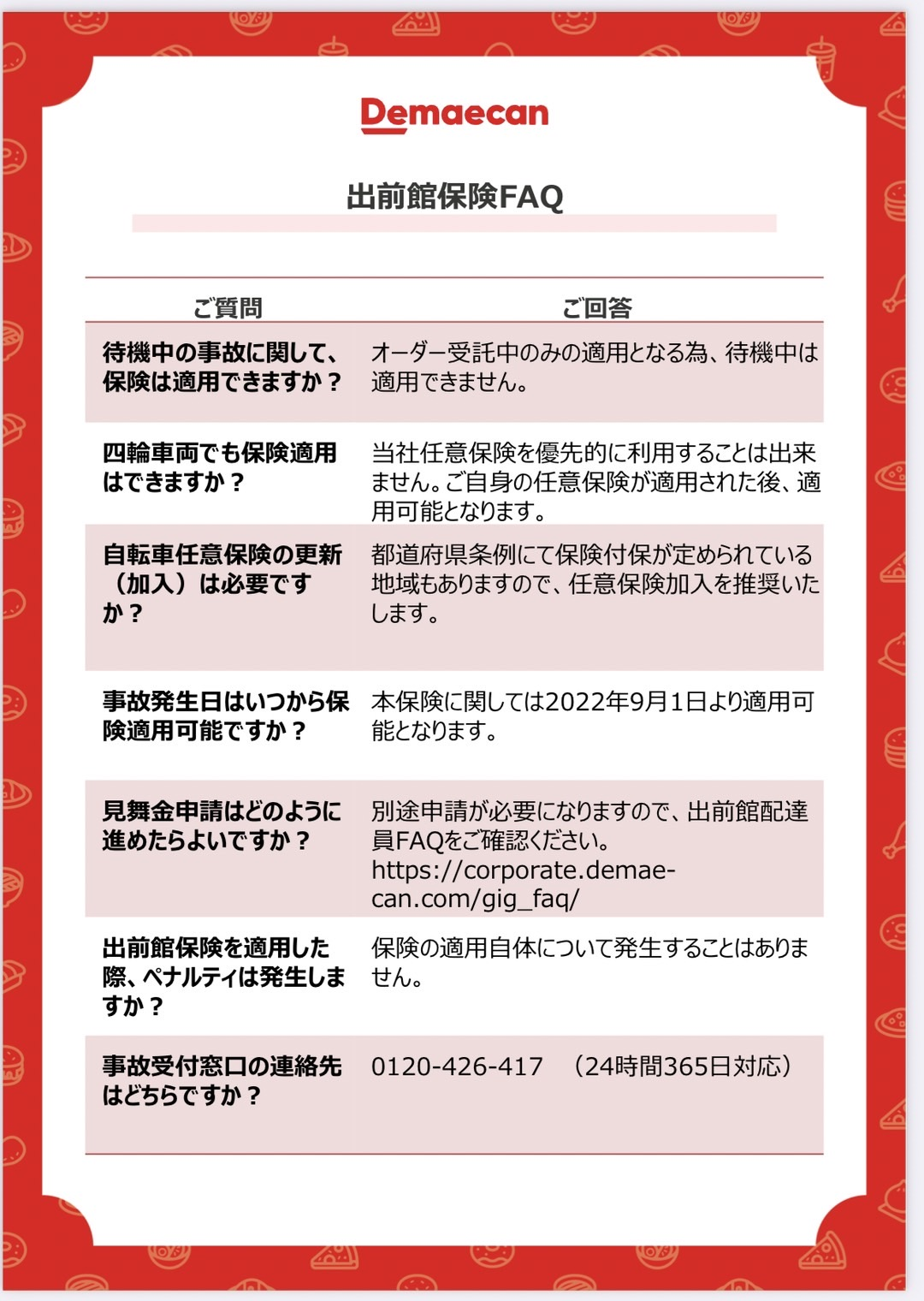 出前館配達員の任意保険の加入は義務ではない