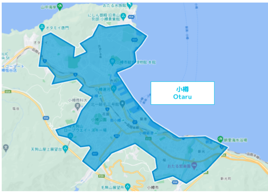 Wolt 小樽のエリア
