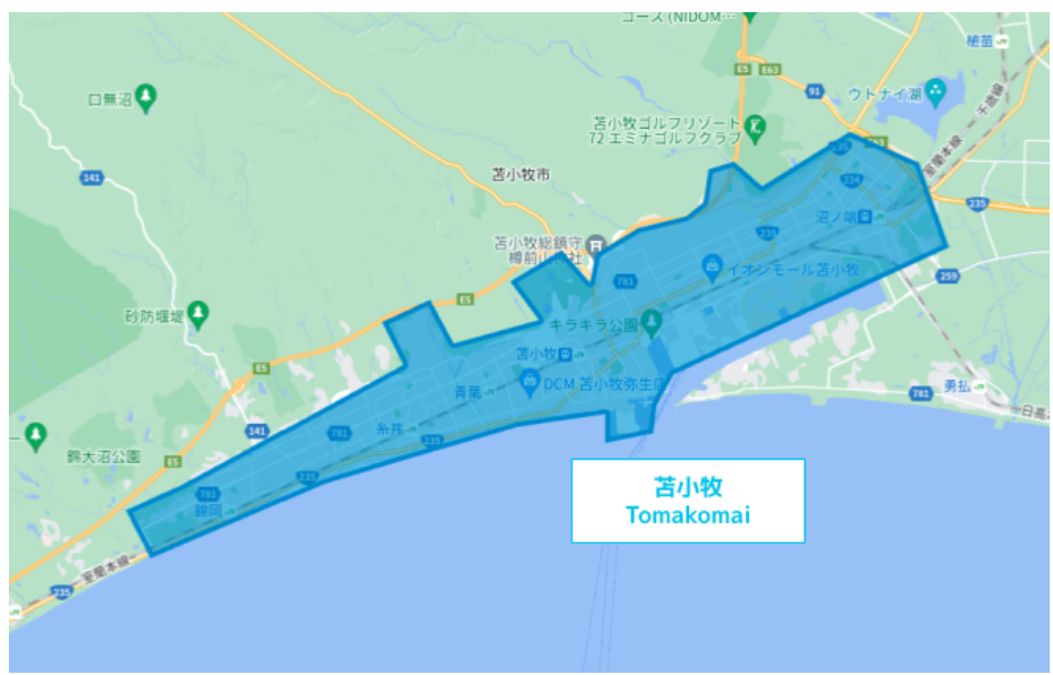 Wolt 苫小牧の配達可能エリア