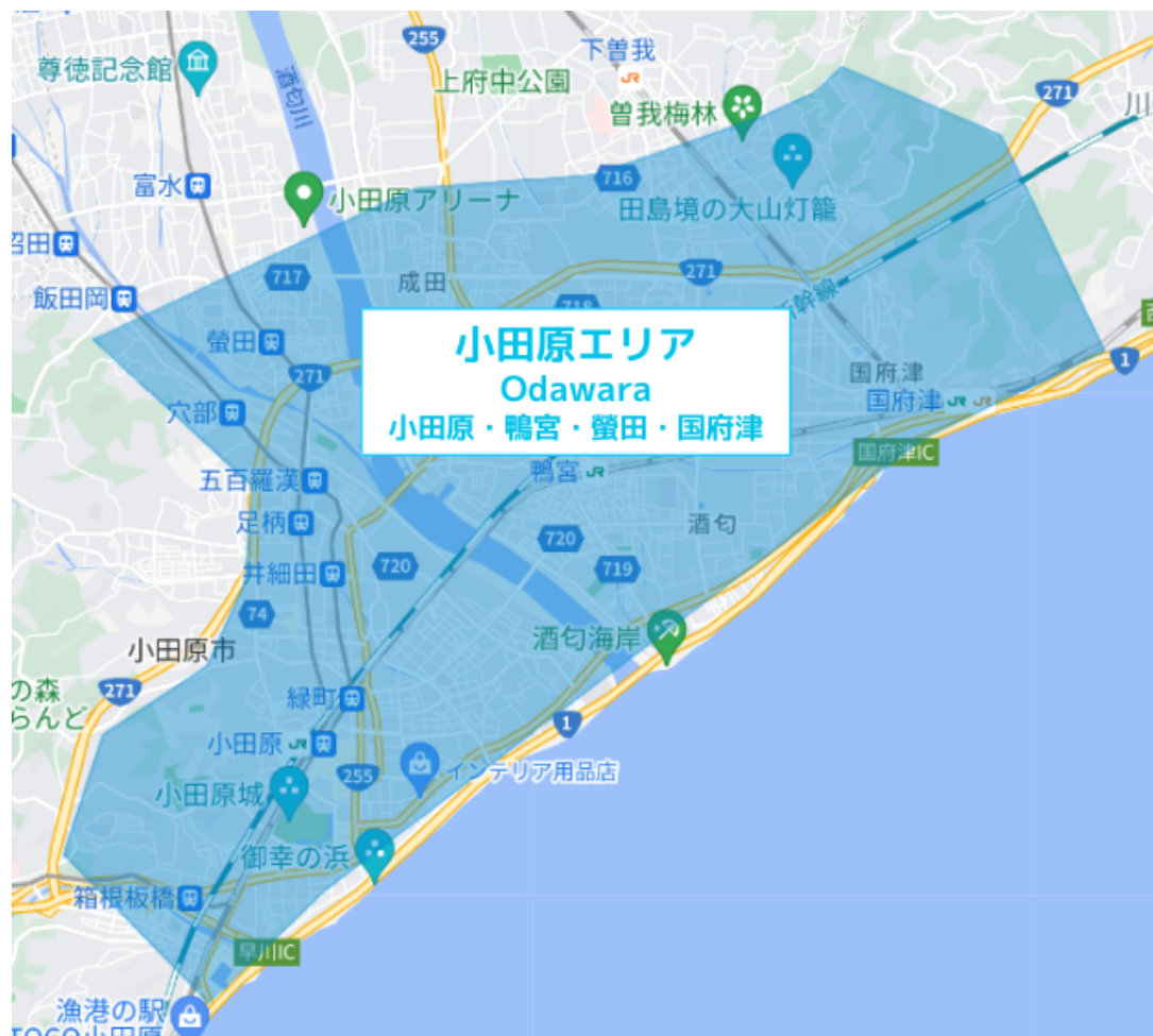 Wolt 小田原の配達可能エリア