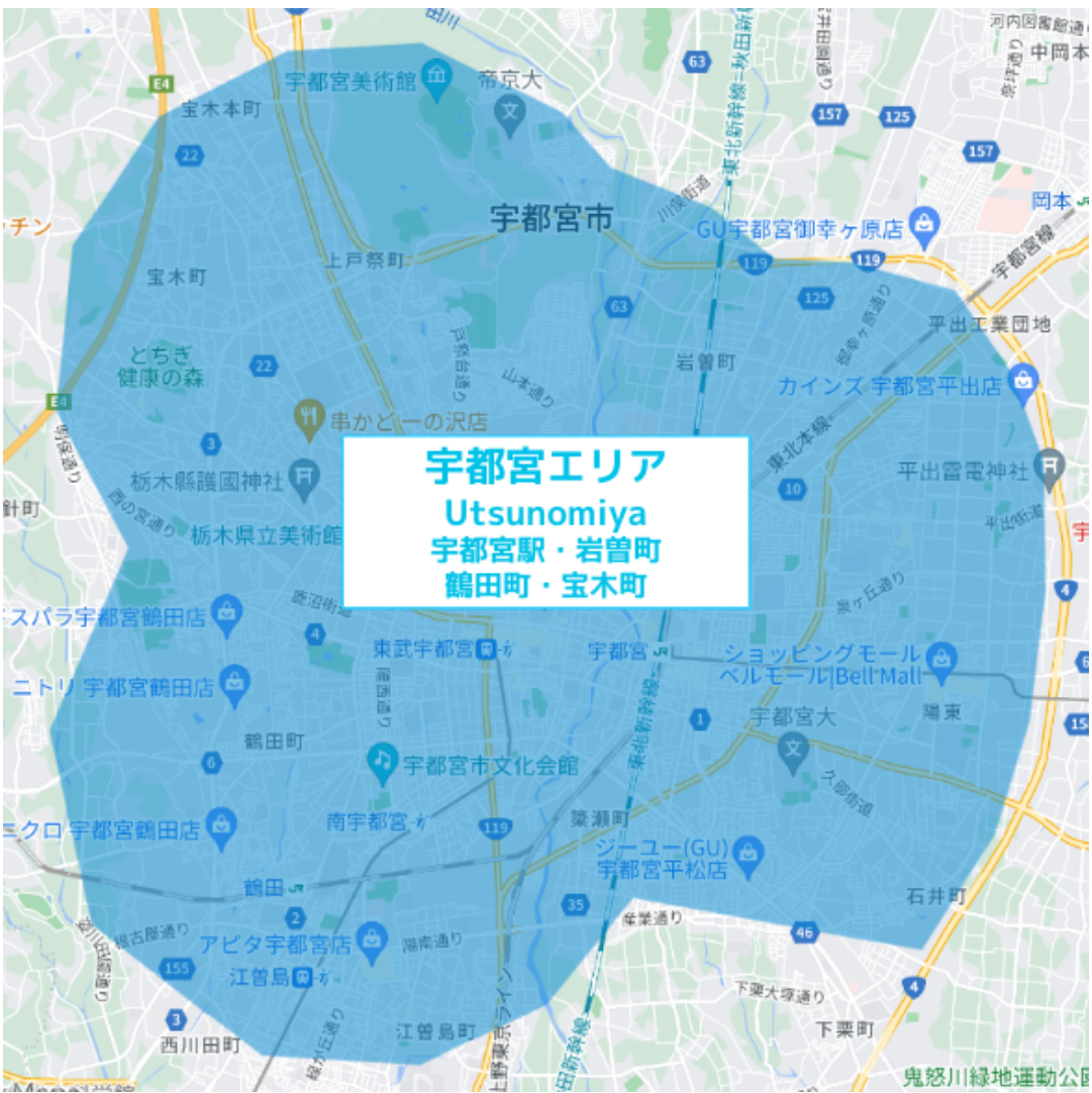 Wolt 宇都宮の配達可能エリア