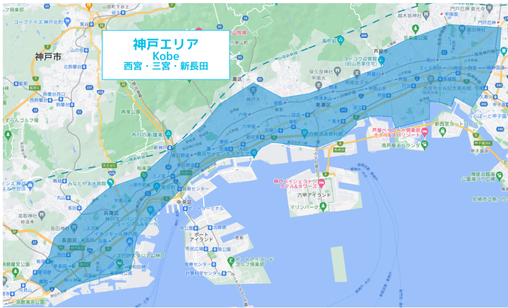 Wolt 神戸市の配達可能エリア