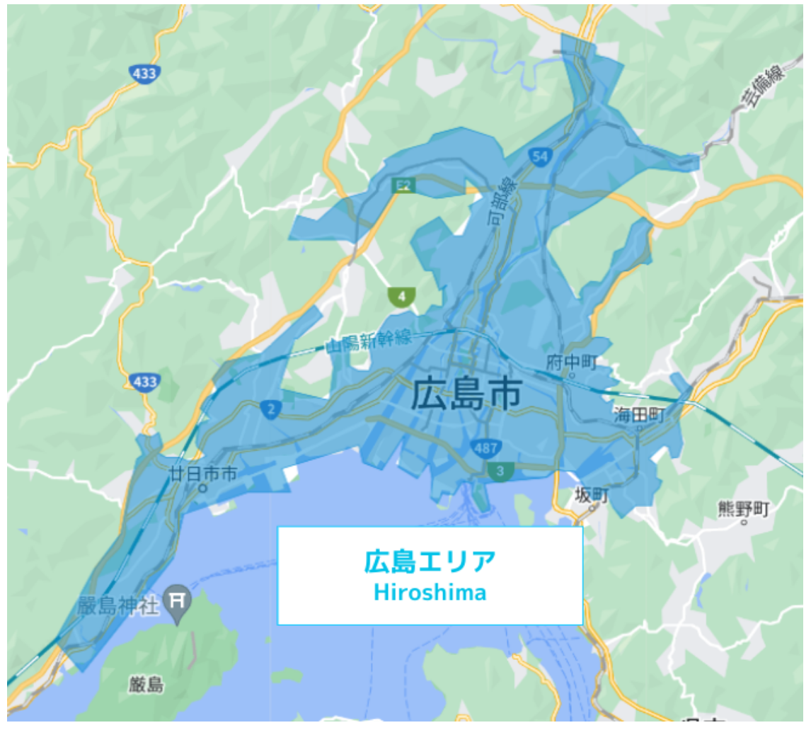 Wolt 広島の配達可能エリア