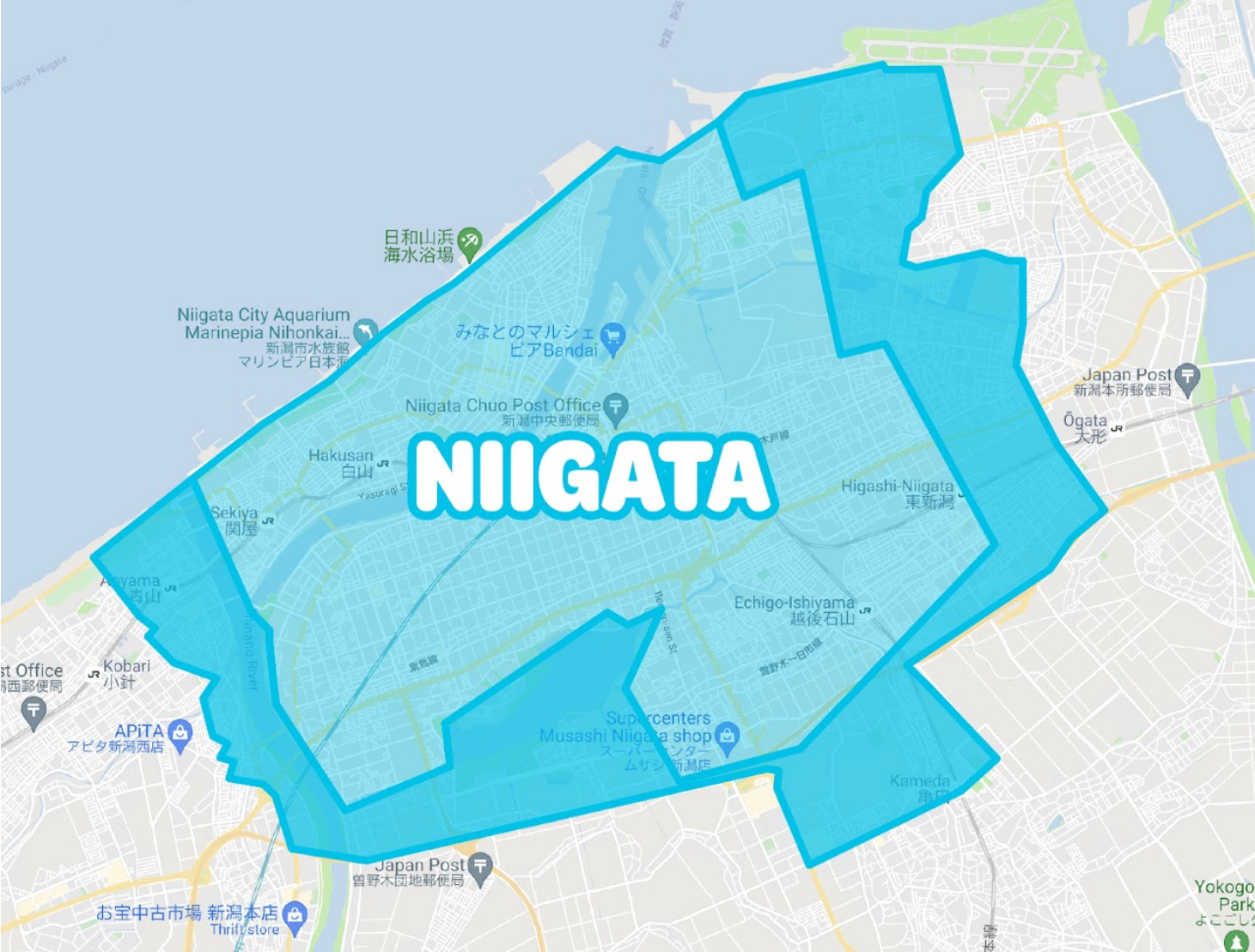 wolt　新潟の配達可能エリア