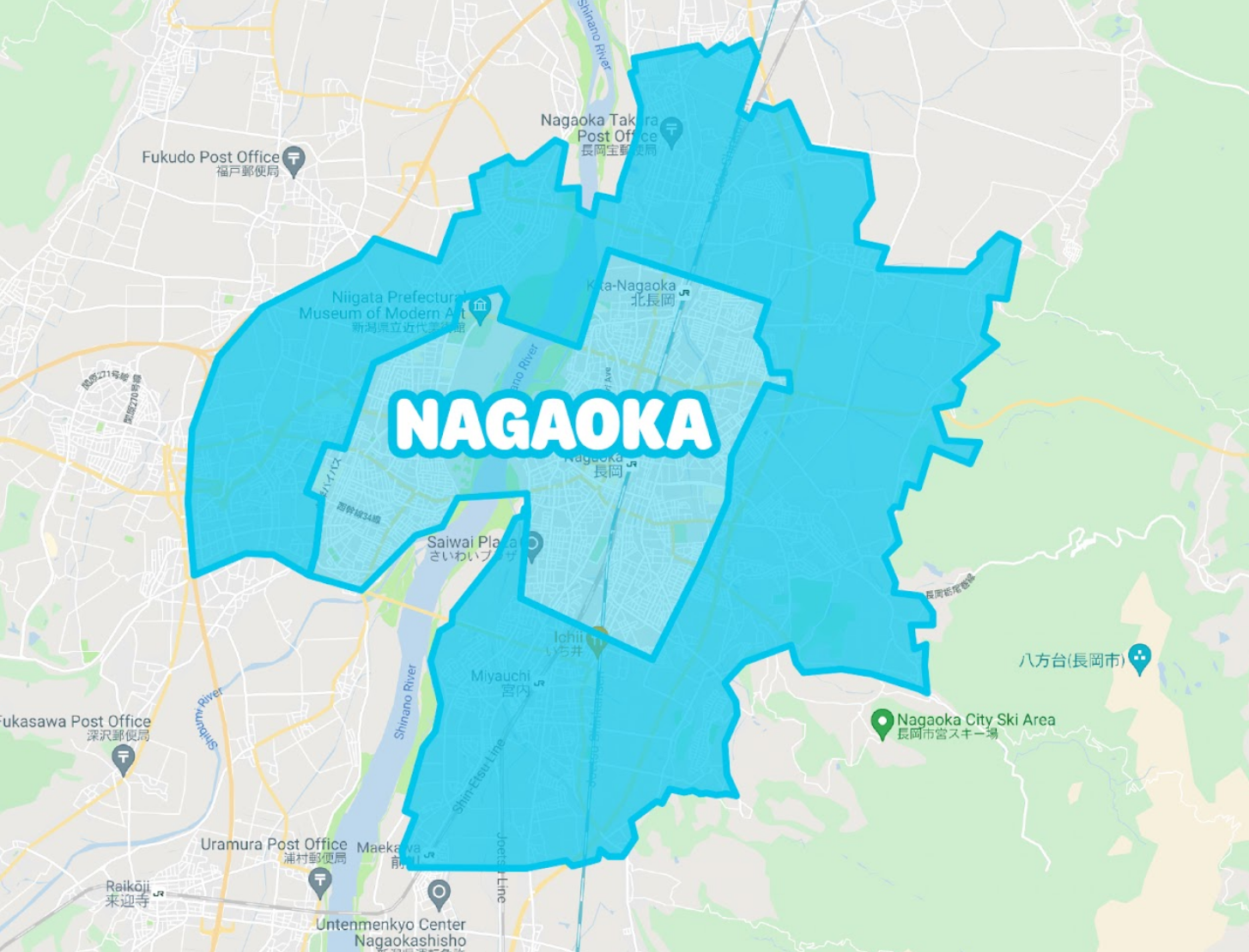 wolt 長岡の配達可能エリア