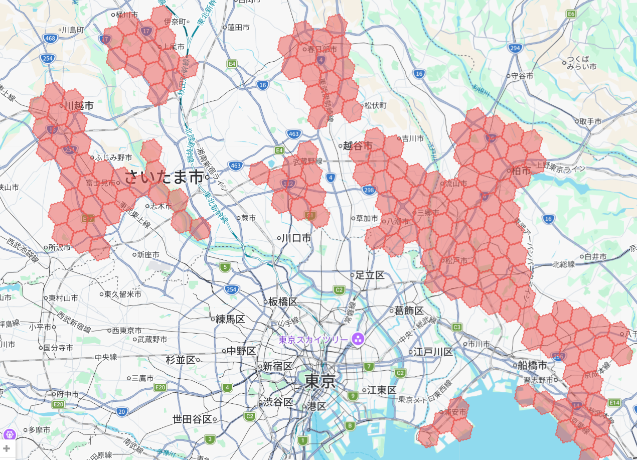 menu新エリア拡大キャンペーンの対象エリア（関東）