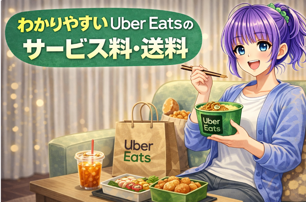 UberEatsの配達手数料、送料の解説 アイキャッチ