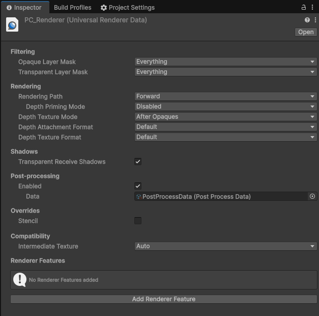 Replica Renderer 【Rendering】Universal Renderer Data - うぱうぱ日記