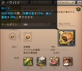 アルビオンオンライン ポークパイ 採集 料理