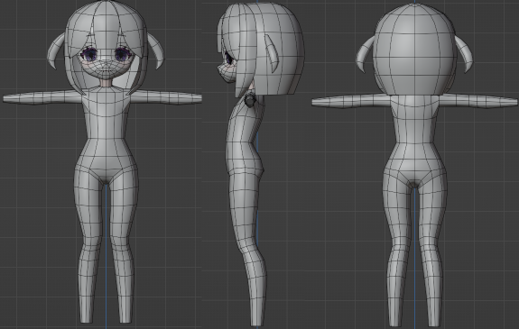 Blender 初心者 モデリング ブレンダー 体 作り方 ロリ 体型 少女1