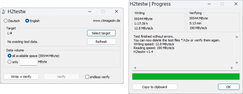 H2testw