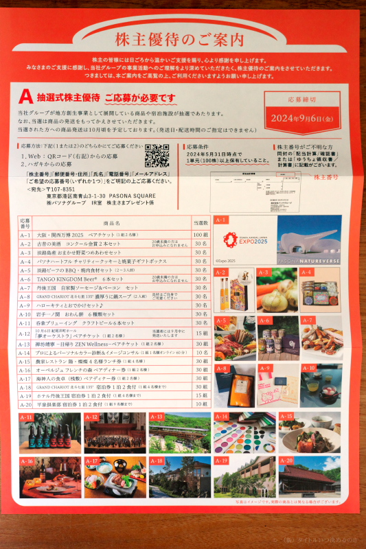 パソナ優待2024-2