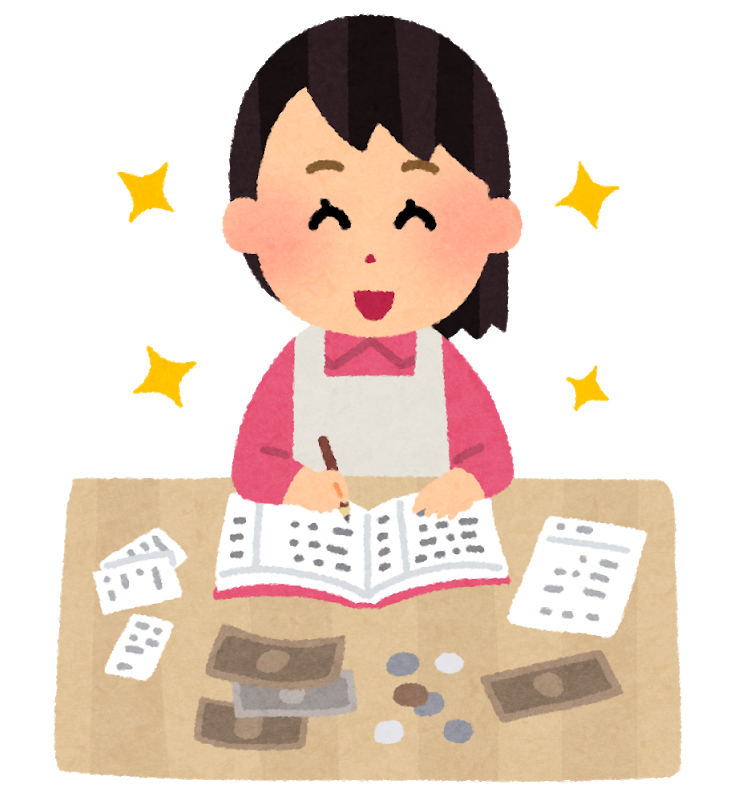 家計簿をつける女性の絵