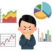 データを見て考える男性の絵