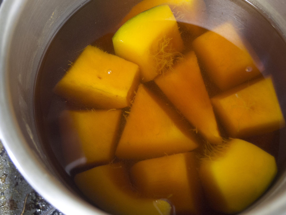 南瓜, カボチャ, 煮物, 煮崩れない,煮崩れしないカボチャの煮物, 美味しい, レシピ