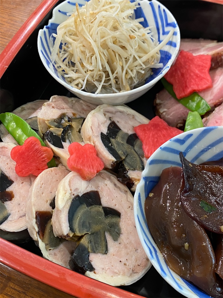 おせち, お節, 正月, 料理, レシピ, ピータン, 鶏モモ, ロール, 冷製,皮蛋鶏捲 