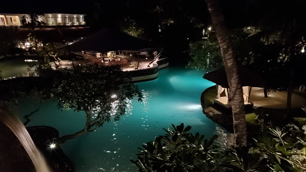 night view of the pool at Lagune Resort & Spa Nusa Dua, Bali The Luxury Collection