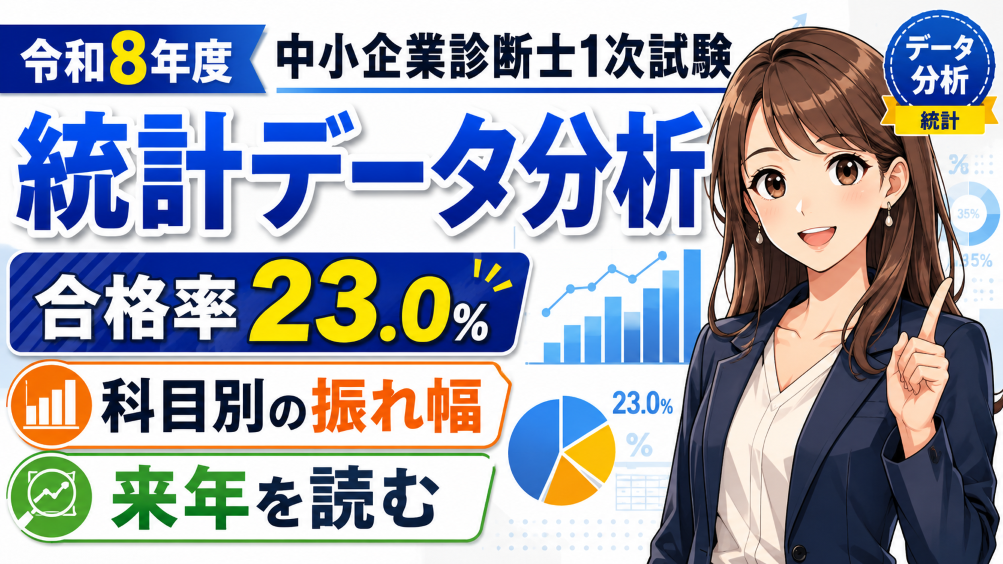 令和8年度 中小企業診断士1次試験 統計データ分析｜合格率23.0％、科目