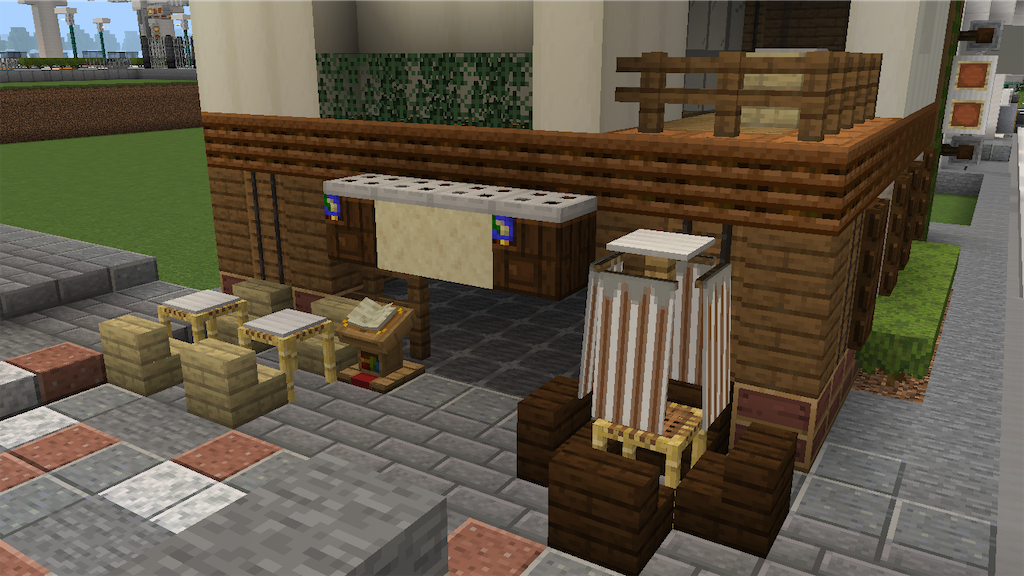 カフェ制作 マイクラで職業ブロックで建築する 職業ブロックの建材利用 Minecraft 141 Yo Craft ヨークラフト