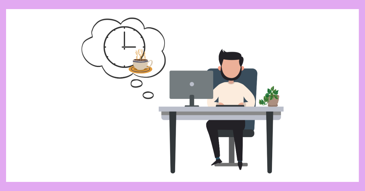 仕事中に休憩を取りながら体力を温存するデスクワークのイメージ