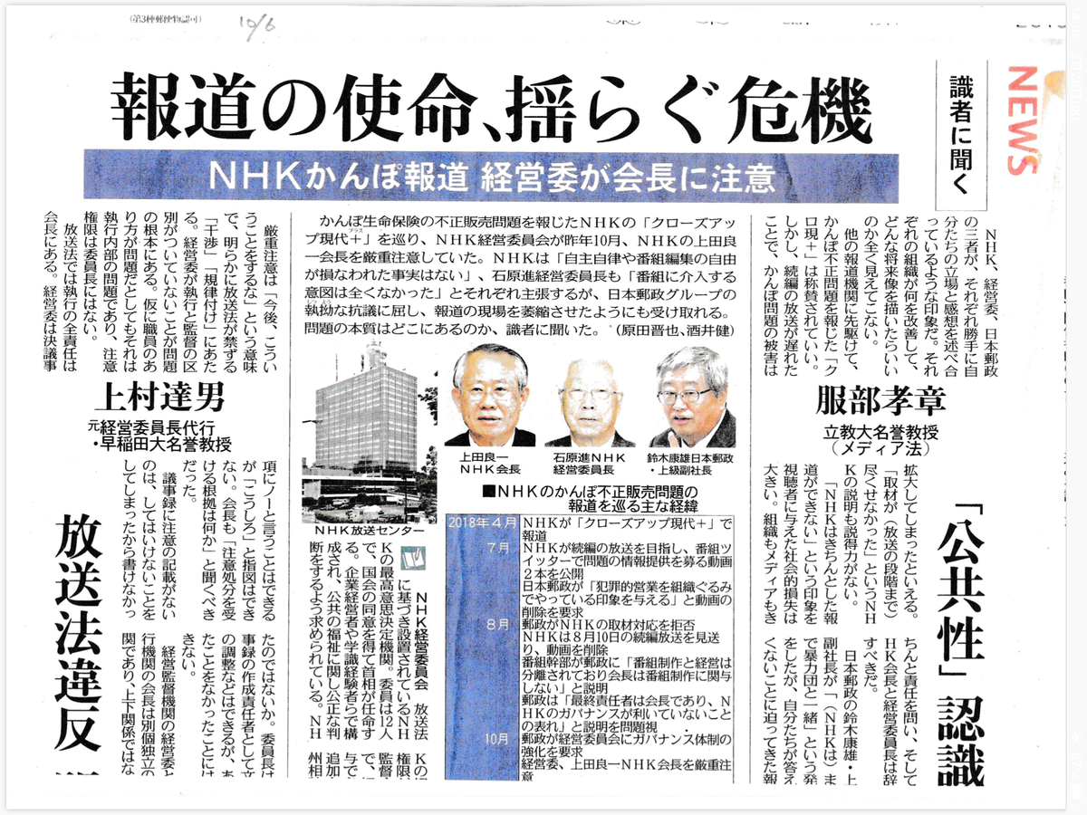日本郵政と権力の圧力に屈した かんぽ不正 報道と 放送法と矛盾したｎｈｋ経営幹部の 公共性 意識 2019 夜風夜話 Nhkは誰のものか