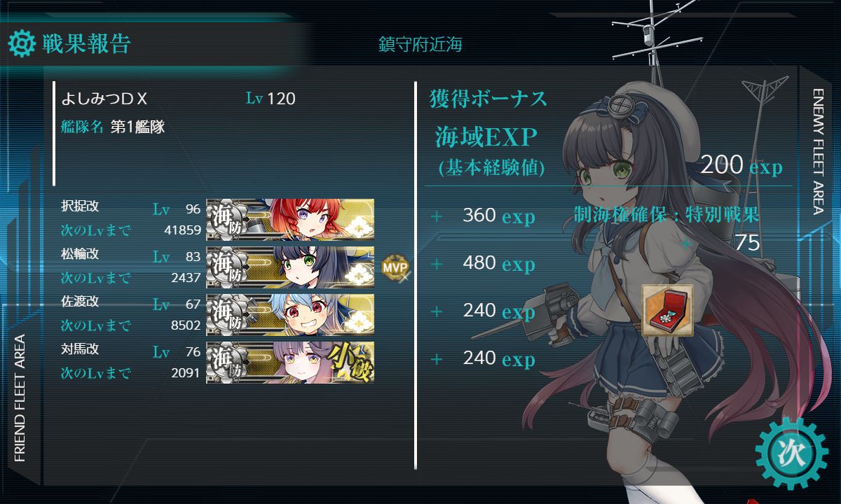 艦これ 12のeo海域をクリアしました よしみつ速報