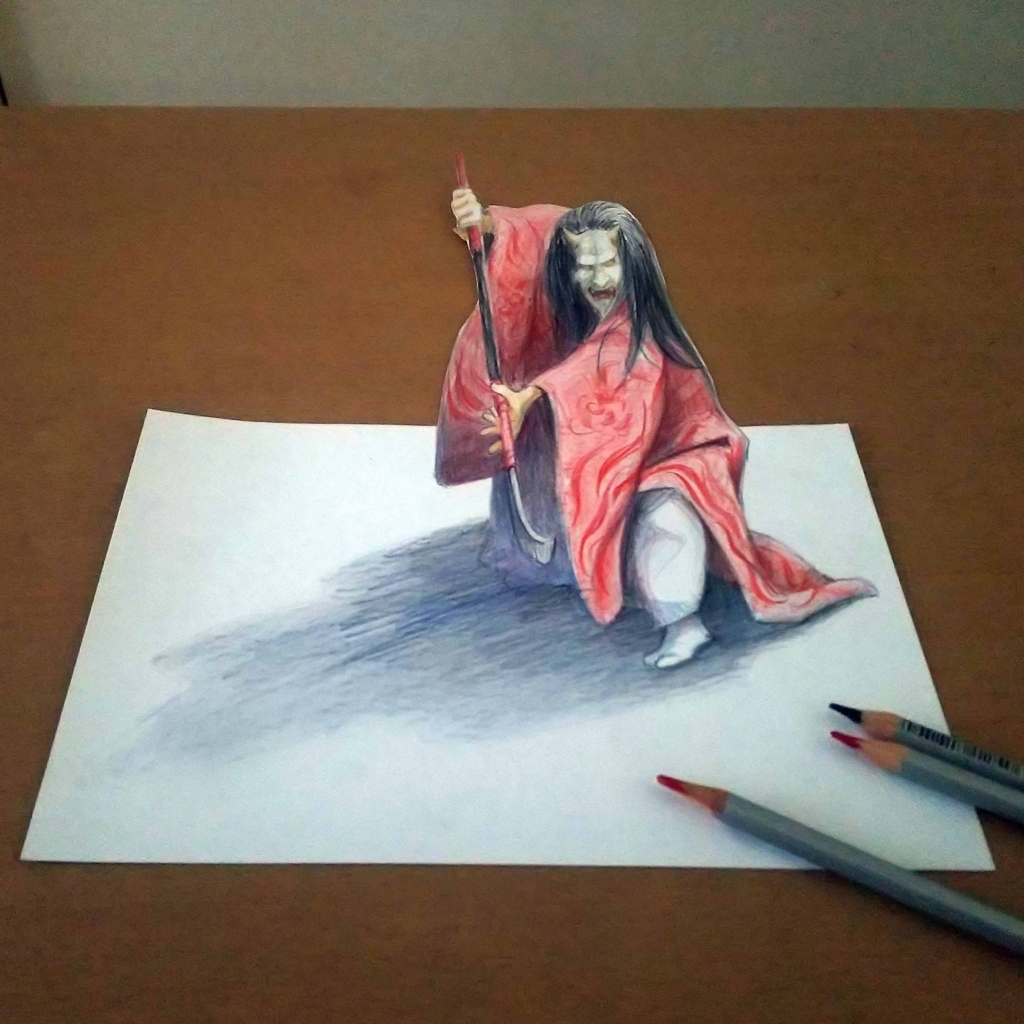 3dトリックアートのメイキング動画 習作 を作ってみました イラストレーター みしまゆかりの絵日記帳