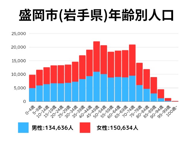 盛岡市(岩手県)年齢別人口