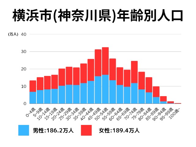 横浜市(神奈川県)年齢別人口